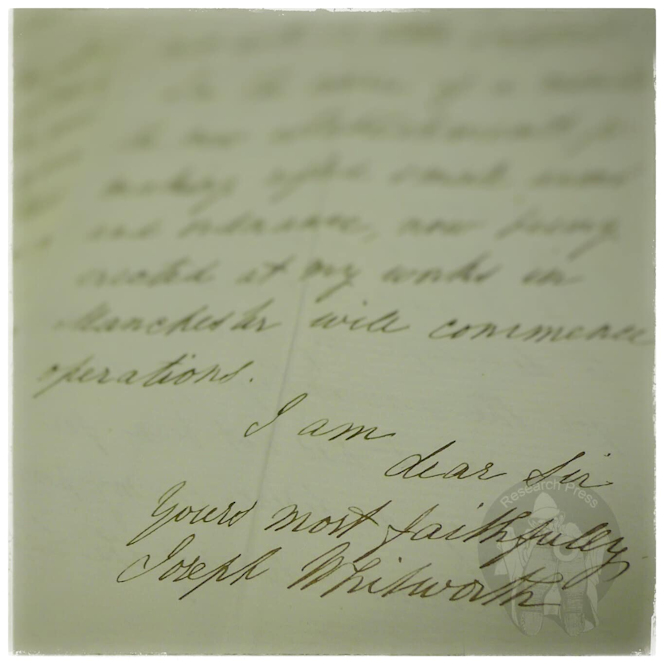 Joseph Whitworth signature